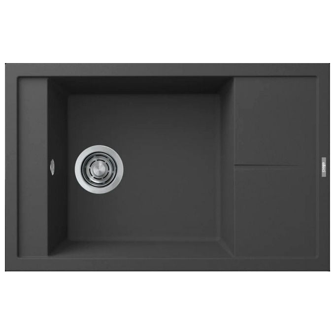 Elleci Unico 305, Lavello 1 Vasca con Gocciolatoio Reversibile, Granitek Antracite, 78 x 50 cm