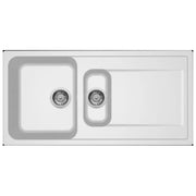 Elleci Lavello 2 Vasche Life 475 Granitek Bianco Gocciolatoio Reversibile Sopratop 100x50 cm
