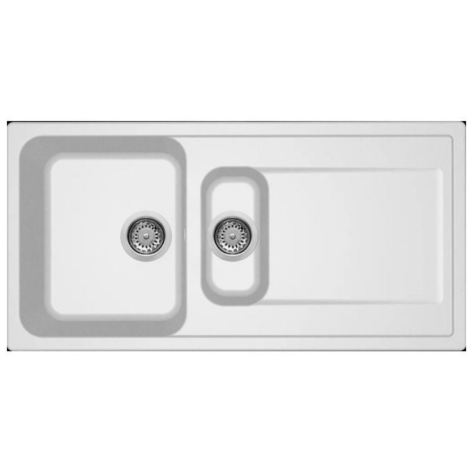 Elleci Lavello 2 Vasche Life 475 Granitek Bianco Gocciolatoio Reversibile Sopratop 100x50 cm
