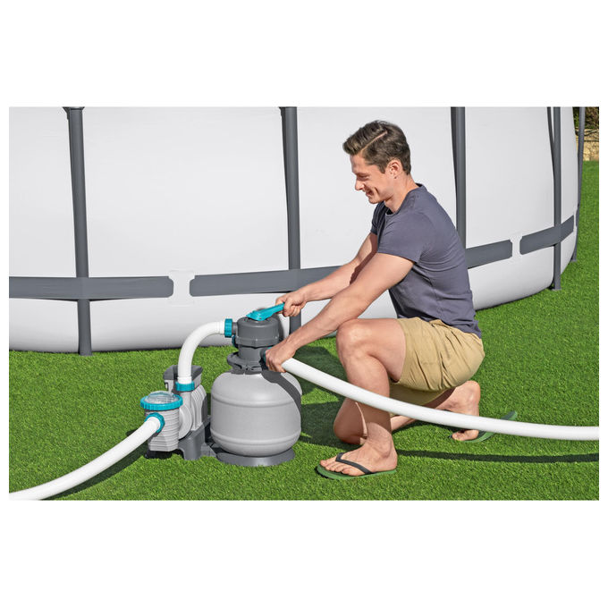 Bestway 58499 Flowclear Pompa Filtro a Sabbia 8327 L-h Piscine Fuori Terra 1100 54500 L Valvola 6 Posizioni Timer 280 W