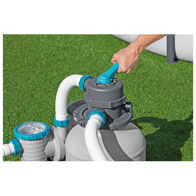Bestway 58499 Flowclear Pompa Filtro a Sabbia 8327 L-h Piscine Fuori Terra 1100 54500 L Valvola 6 Posizioni Timer 280 W