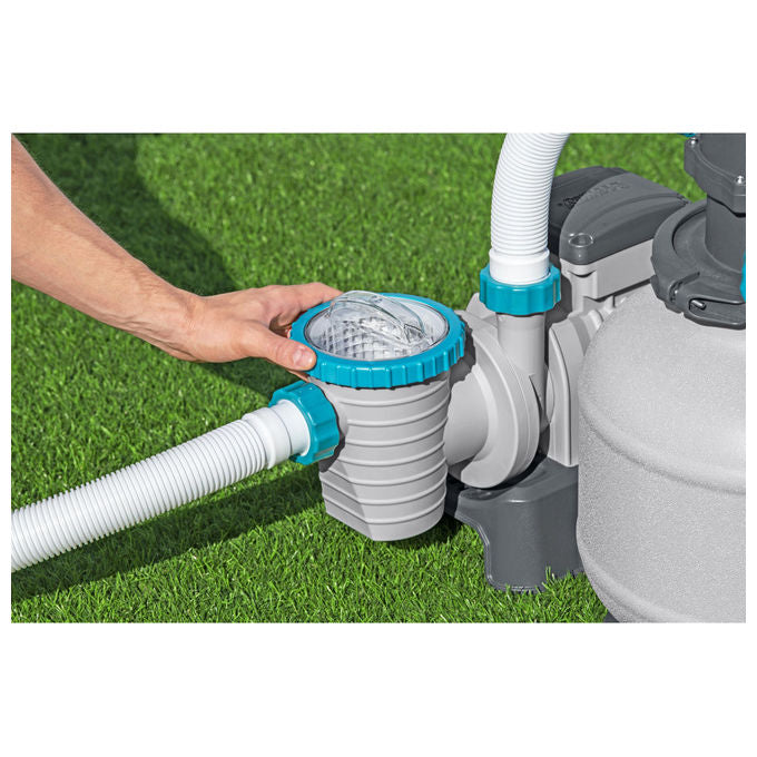 Bestway 58499 Flowclear Pompa Filtro a Sabbia 8327 L-h Piscine Fuori Terra 1100 54500 L Valvola 6 Posizioni Timer 280 W