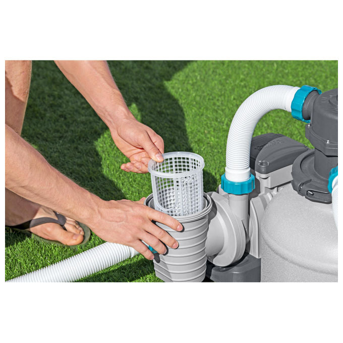 Bestway 58499 Flowclear Pompa Filtro a Sabbia 8327 L-h Piscine Fuori Terra 1100 54500 L Valvola 6 Posizioni Timer 280 W