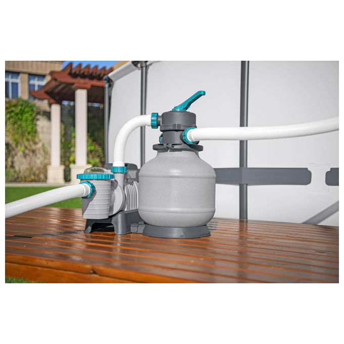 Bestway 58499 Flowclear Pompa Filtro a Sabbia 8327 L-h Piscine Fuori Terra 1100 54500 L Valvola 6 Posizioni Timer 280 W