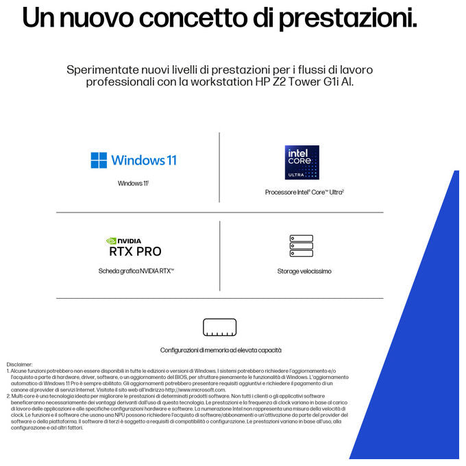 HP, Stazione di Lavoro Z2 Tower G1i, Intel Core Ultra 7 265, 16 GB RAM, 512 GB SSD, Windows 11 Pro, Nero