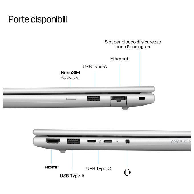 HP D76DRAT ProBook 4 G1q Notebook 14 pollici Snapdragon X1-26-100 SSD 512 GB RAM 16 GB WUXGA Windows 11 Pro Argento