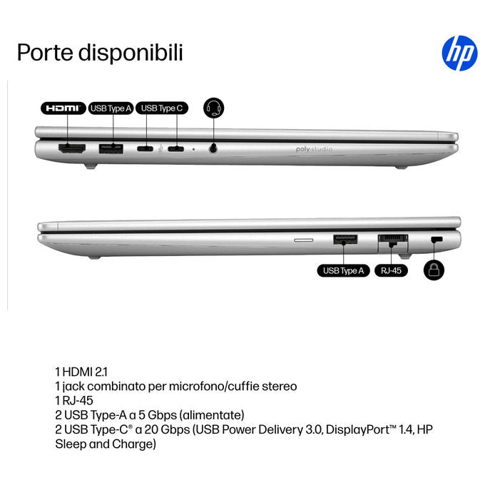 HP ProBook 4 G1i Intel Core Ultra 5 16GB RAM 512GB SSD 14 pollici Argento Windows 11 Pro