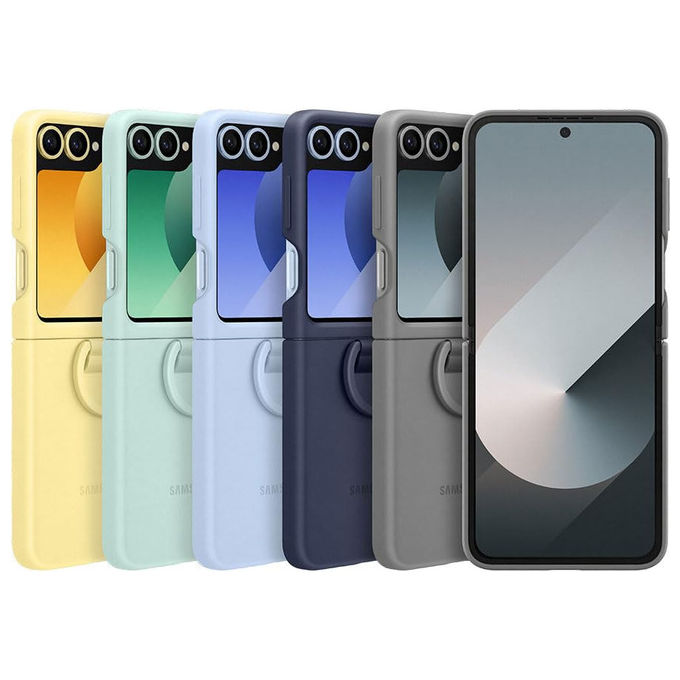 Samsung, Cover in Silicone con Anello, Blu, per Galaxy Z Flip6, EF-PF741TLEGWW