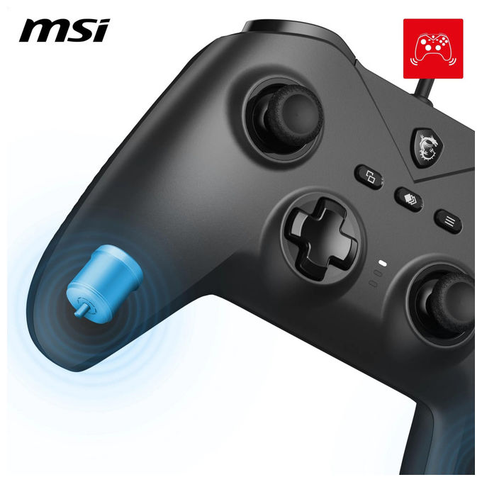MSI Gamepad Cablato Force GC200 Trigger Effetto Hall Doppi Motori a Vibrazione Usb 3.0 Nero