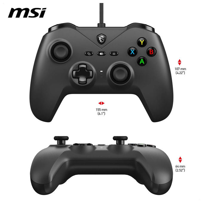 MSI Gamepad Cablato Force GC200 Trigger Effetto Hall Doppi Motori a Vibrazione Usb 3.0 Nero