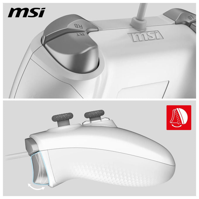 MSI Gamepad Cablato Force GC200 Trigger Effetto Hall Doppia Vibrazione Bianco