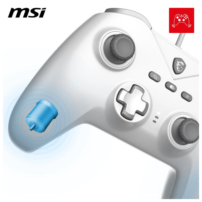 MSI Gamepad Cablato Force GC200 Trigger Effetto Hall Doppia Vibrazione Bianco