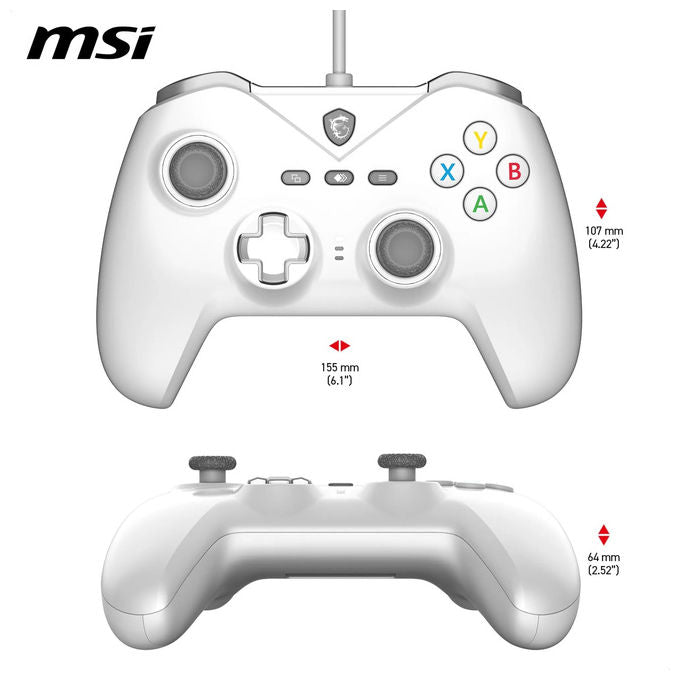MSI Gamepad Cablato Force GC200 Trigger Effetto Hall Doppia Vibrazione Bianco