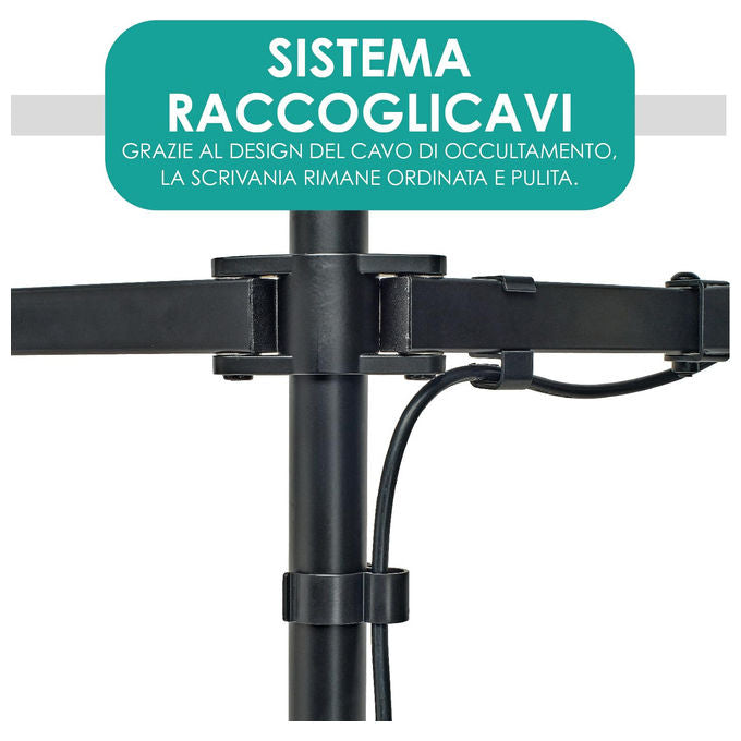 Overmust Braccio Doppio Monitor 13-32 Pollici Regolabile 10 Kg per Braccio