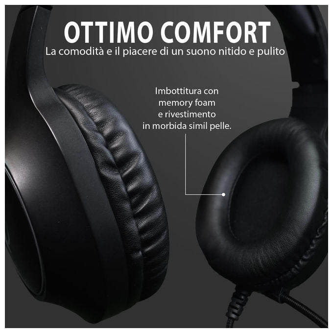 Spyco Cuffie Gaming Impulse HE-121 Suono Cristallino 50 mm Microfono Compatibile PC Mac Xbox PS4 Nintendo Nero