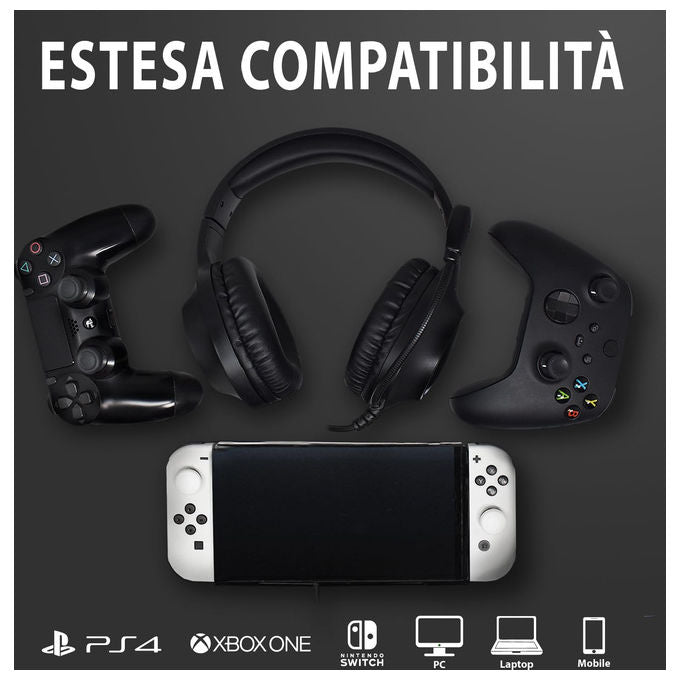 Spyco Cuffie Gaming Impulse HE-121 Suono Cristallino 50 mm Microfono Compatibile PC Mac Xbox PS4 Nintendo Nero