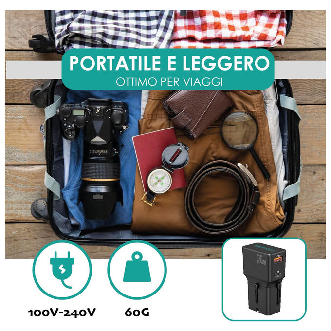 Overmust Adattatore Universale da Viaggio 20W Ricarica Rapida Compatibile 200+ Paesi con USB-C e USB-A