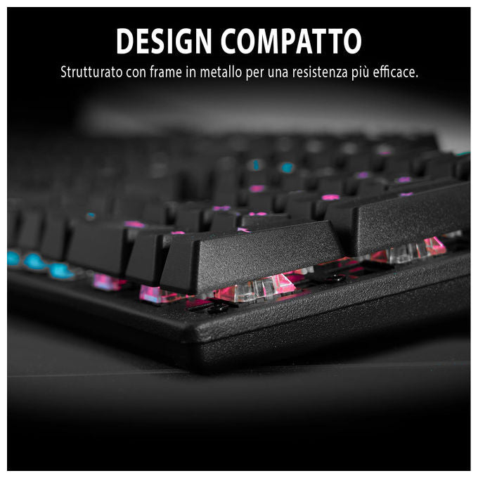 Spyco, Tastiera Meccanica Italiana, Retroilluminata LED, Anti-Ghosting 25 Tasti, Switch Marroni, Nera
