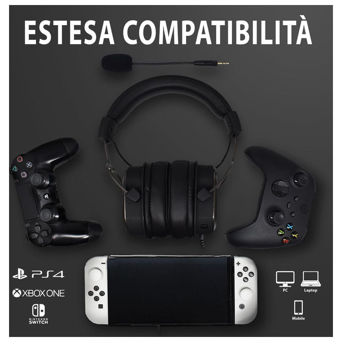 Spyco Cuffie Gaming Impulse HE-122 Audio 7.1 Surround Microfono Omnidirezionale Nero e Argento