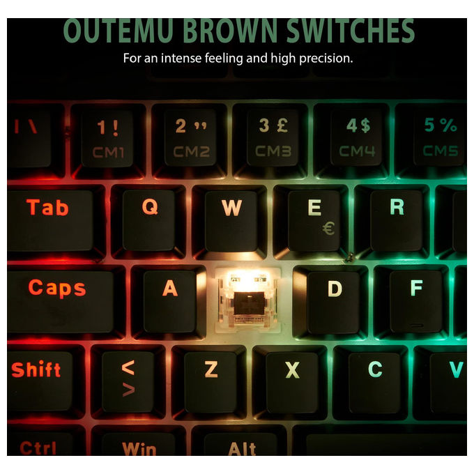 Spyco, Tastiera Gaming Meccanica, Layout Italiano 87 Tasti, Switch Marroni Outemu, RGB