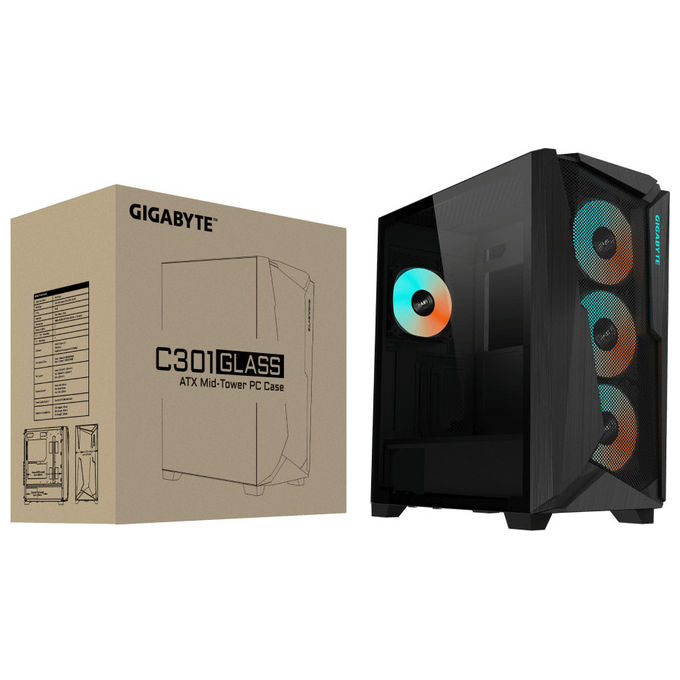 Gigabyte, Case Midi Tower C301 Glass, Nero, ATX, Gaming