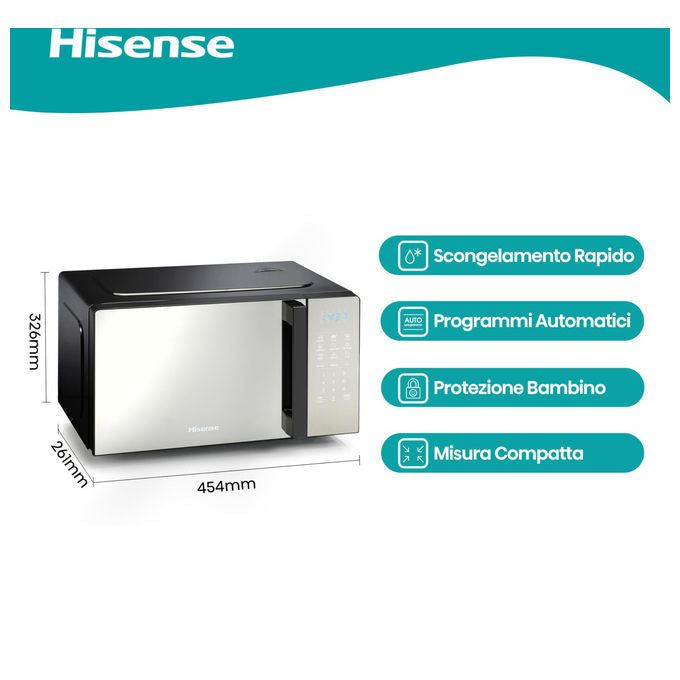 Hisense H20MOMBS4HG Forno a microonde con Grill 20 L 700 W 9 programmi Display LED colore Argento
