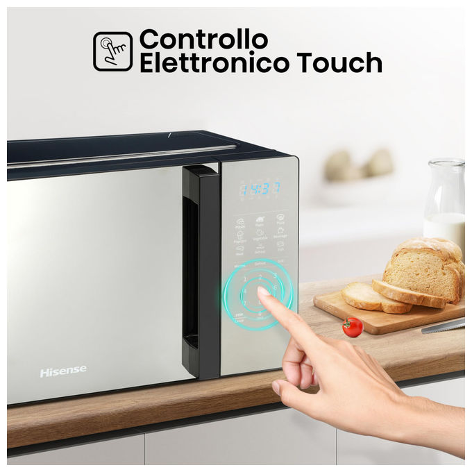 Hisense H20MOMBS4HG Forno a microonde con Grill 20 L 700 W 9 programmi Display LED colore Argento