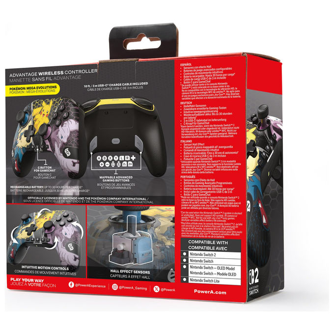 Powera Controller Wireless Advantage per Nintendo Switch Pokémon Mega Evoluzioni Effetto Hall