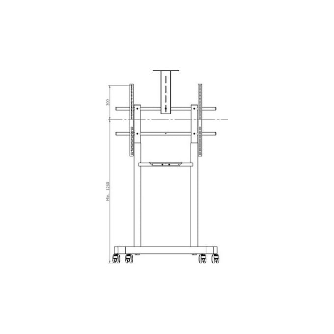 ITB OM07194 Caravel 2.100 Carrello Porta Monitor a Pavimento VESA 800x600 fino a 98'' 90 Kg regolabile in altezza 2 mensole colore Nero