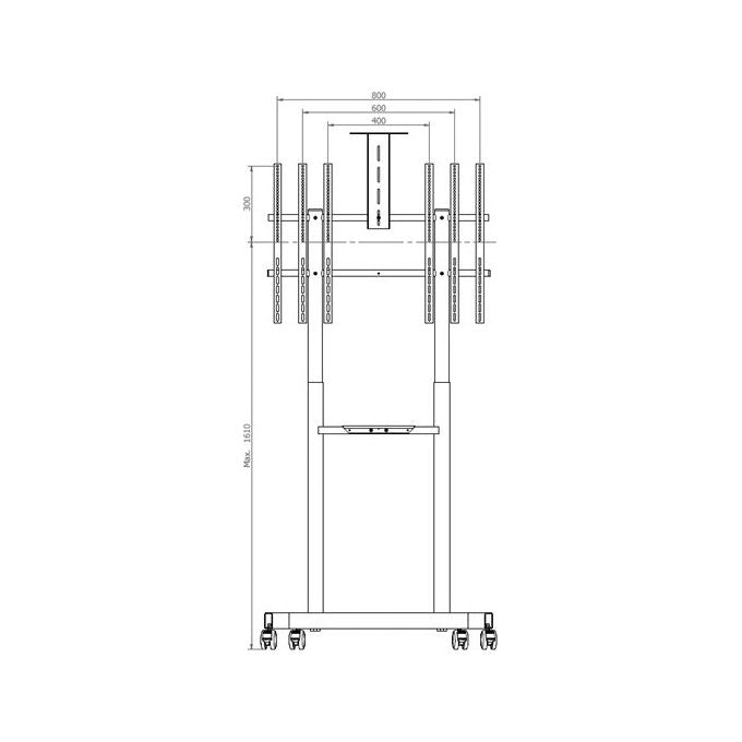 ITB OM07194 Caravel 2.100 Carrello Porta Monitor a Pavimento VESA 800x600 fino a 98'' 90 Kg regolabile in altezza 2 mensole colore Nero