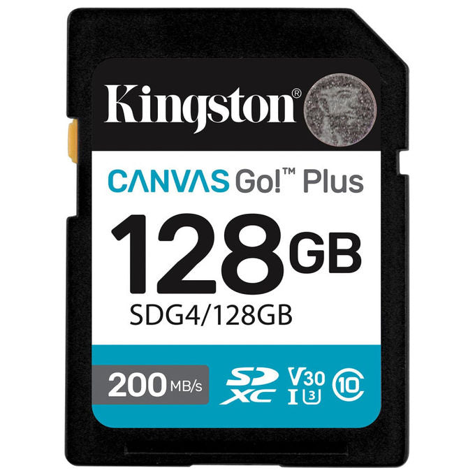 Kingston, Scheda di Memoria SDXC, 128GB, 200MB-s, C10 UHS-I U3 V30, SDG4-128GB