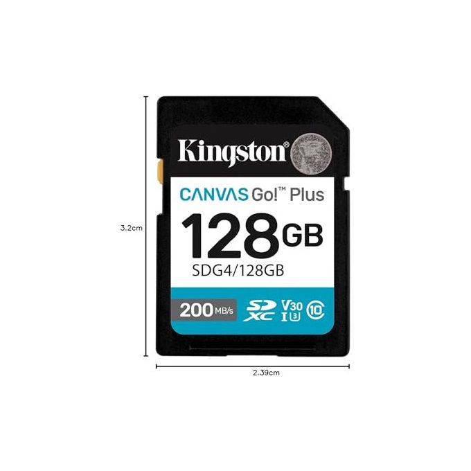 Kingston, Scheda di Memoria SDXC, 128GB, 200MB-s, C10 UHS-I U3 V30, SDG4-128GB
