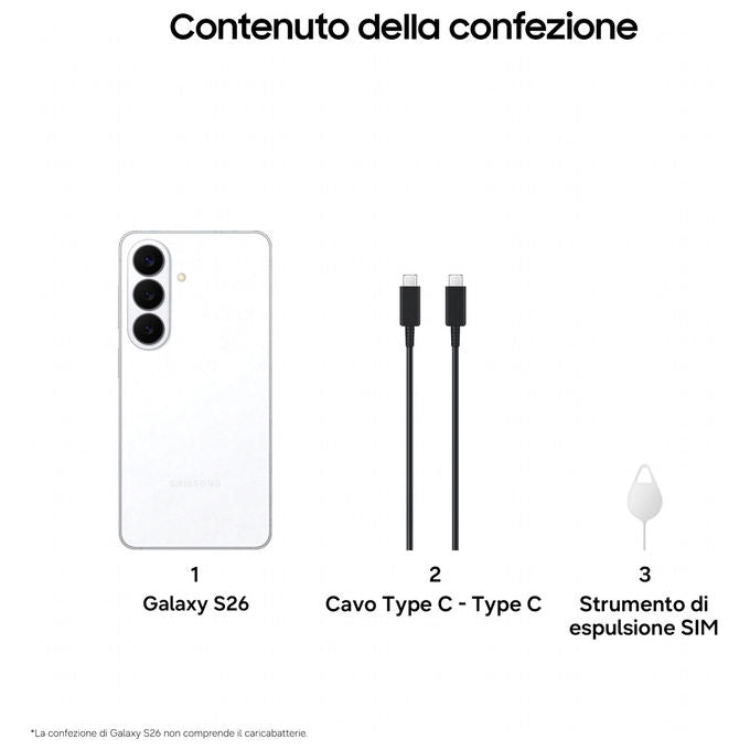 Samsung Galaxy S26 256GB Smartphone AI Fotocamera 50 MP Bianco
