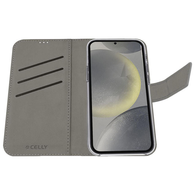 Celly Custodia a Borsellino Ecopelle Nero con Stand per Samsung Galaxy S26+