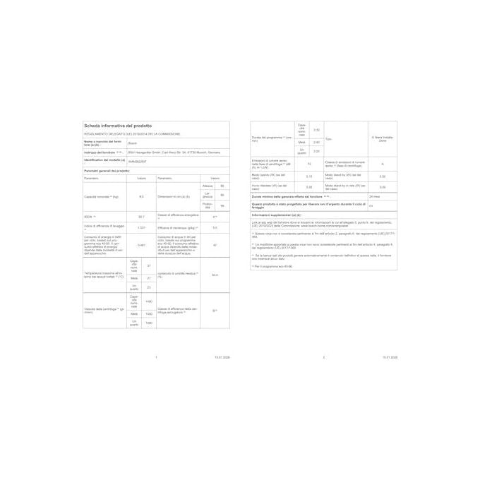 Bosch WAN28228IT Serie 4 Lavatrice Carica Frontale 8 Kg 1400 Giri Classe A Motore Inverter (84.5x60x59.8 cm) colore Bianco