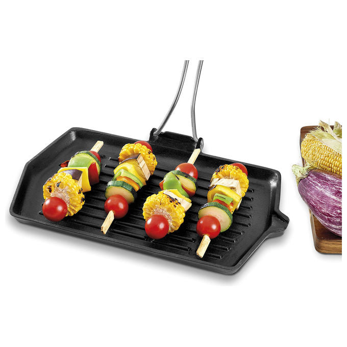 Barazzoni 8015403521 Bistecchiera in Ghisa Manico Pieghevole 35x21 cm Induzione Gas Elettrico Forno 280° colore Nero