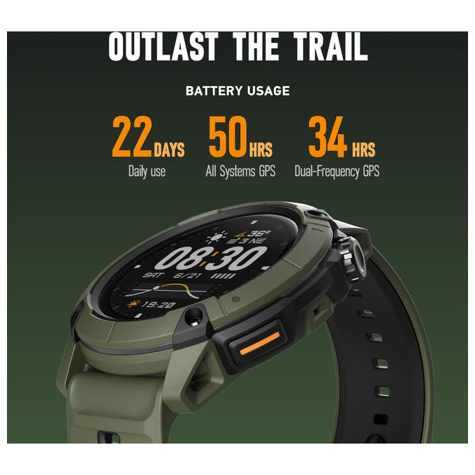 Coros Nomad Orologio GPS Sportivo Touchscreen MIP 1.3'' 22 giorni Batteria Mappe Globali Verde