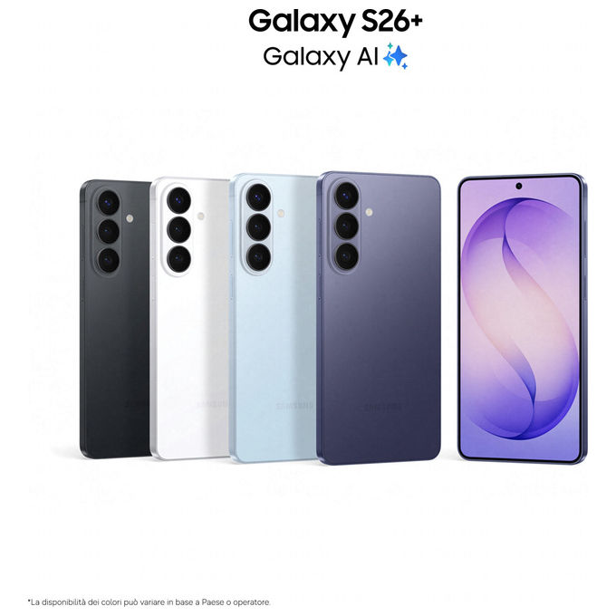 Samsung, Galaxy S26+ 5G, 512GB, Nero, Smartphone AI, Fotocamera 50MP