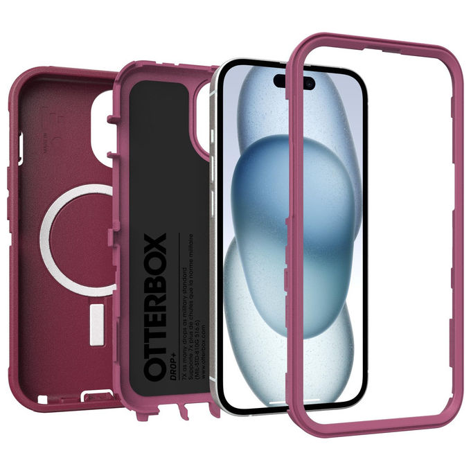 OtterBox, Custodia Defender Series MagSafe per iPhone 13, 14, 15, 16e, 17e, Antiurto, Rosa