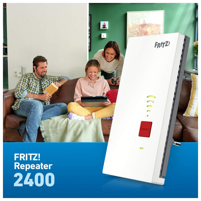 Fritz! Repeater 2400, Dual-WLAN AC + N, 1.733 Mbit-s, 600MBit-s, Gigabit-LAN, WLAN Mesh