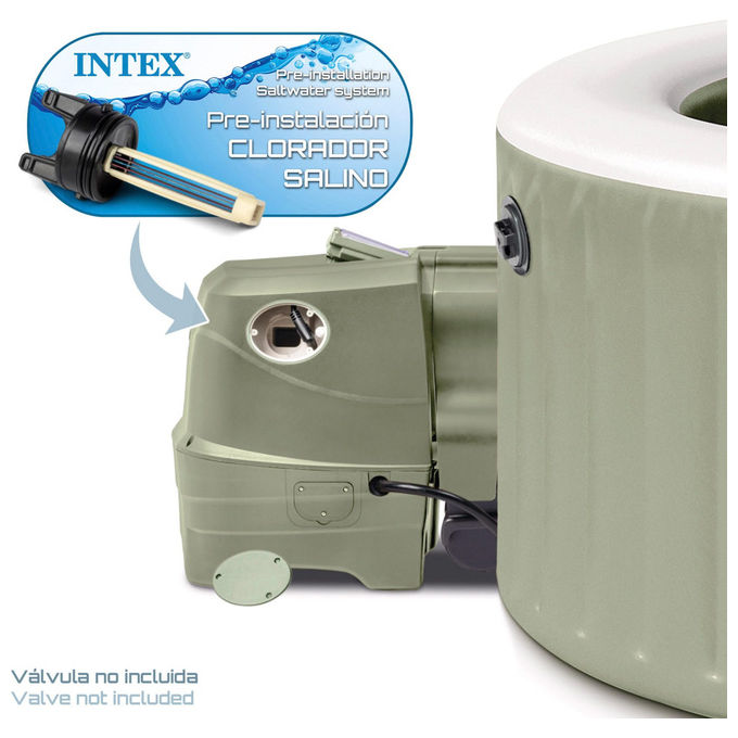 Intex 28426NP PureSpa Spa Gonfiabile Idromassaggio Rotonda 4 Posti 120 Getti 795 L 2200 W 196x71 cm colore Verde Oliva