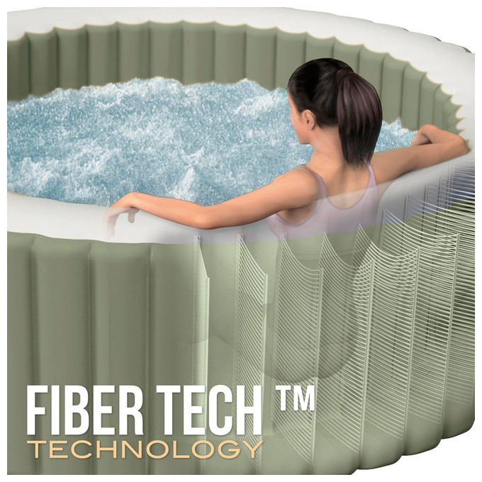 Intex 28426NP PureSpa Spa Gonfiabile Idromassaggio Rotonda 4 Posti 120 Getti 795 L 2200 W 196x71 cm colore Verde Oliva