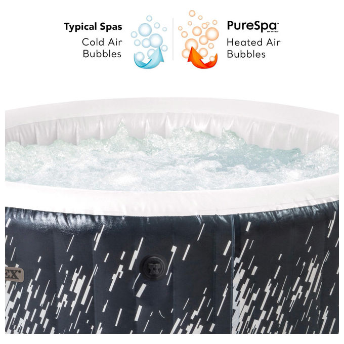 Intex Idromassaggio Gonfiabile Rotondo PureSpa Bubble Glow Deluxe 4 Posti 196x71 cm LED Multicolore