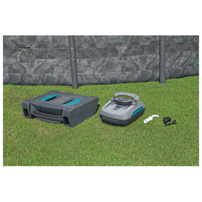 Bestway 58942 AquaTronix Pro G300 Robot Piscina 2in1 Aspiratore e Skimmer Cordless Batteria Litio 120 min fino a 50 m² colore Grigio