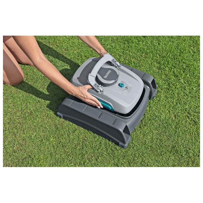 Bestway 58942 AquaTronix Pro G300 Robot Piscina 2in1 Aspiratore e Skimmer Cordless Batteria Litio 120 min fino a 50 m² colore Grigio