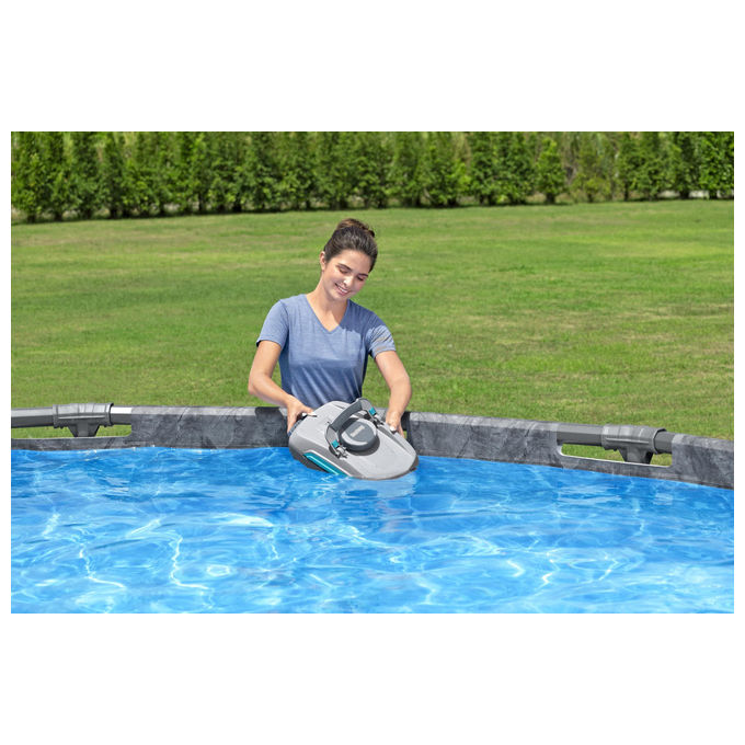 Bestway 58942 AquaTronix Pro G300 Robot Piscina 2in1 Aspiratore e Skimmer Cordless Batteria Litio 120 min fino a 50 m² colore Grigio