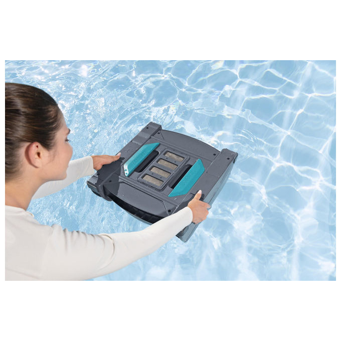 Bestway 58942 AquaTronix Pro G300 Robot Piscina 2in1 Aspiratore e Skimmer Cordless Batteria Litio 120 min fino a 50 m² colore Grigio