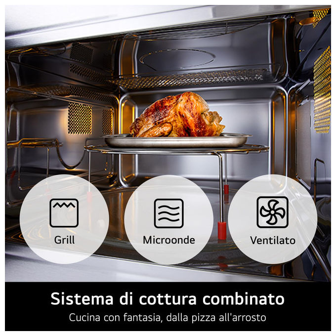 LG MJ3965BPB NeoChef Forno a Microonde Combinato con Grill 39 L 1100 W Smart Inverter Frittura Fermentazione Vapore colore Nero