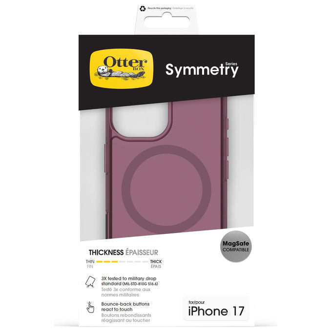 Otterbox, Symmetry Clear MagSafe, Custodia per iPhone 17, Resistente a shock, Trasparente-Rosa