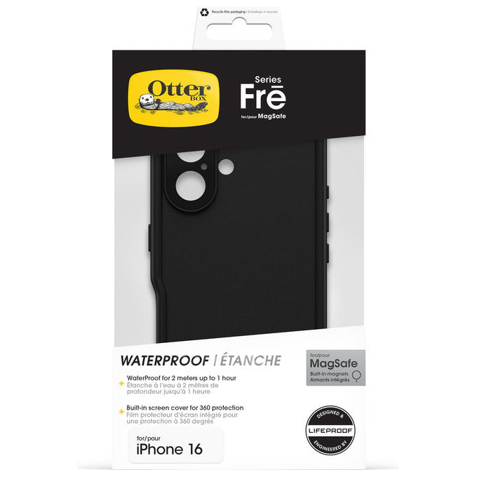 Otterbox Cover iPhone 16 Frē Series MagSafe Impermeabile IP68 Antiurto Nera